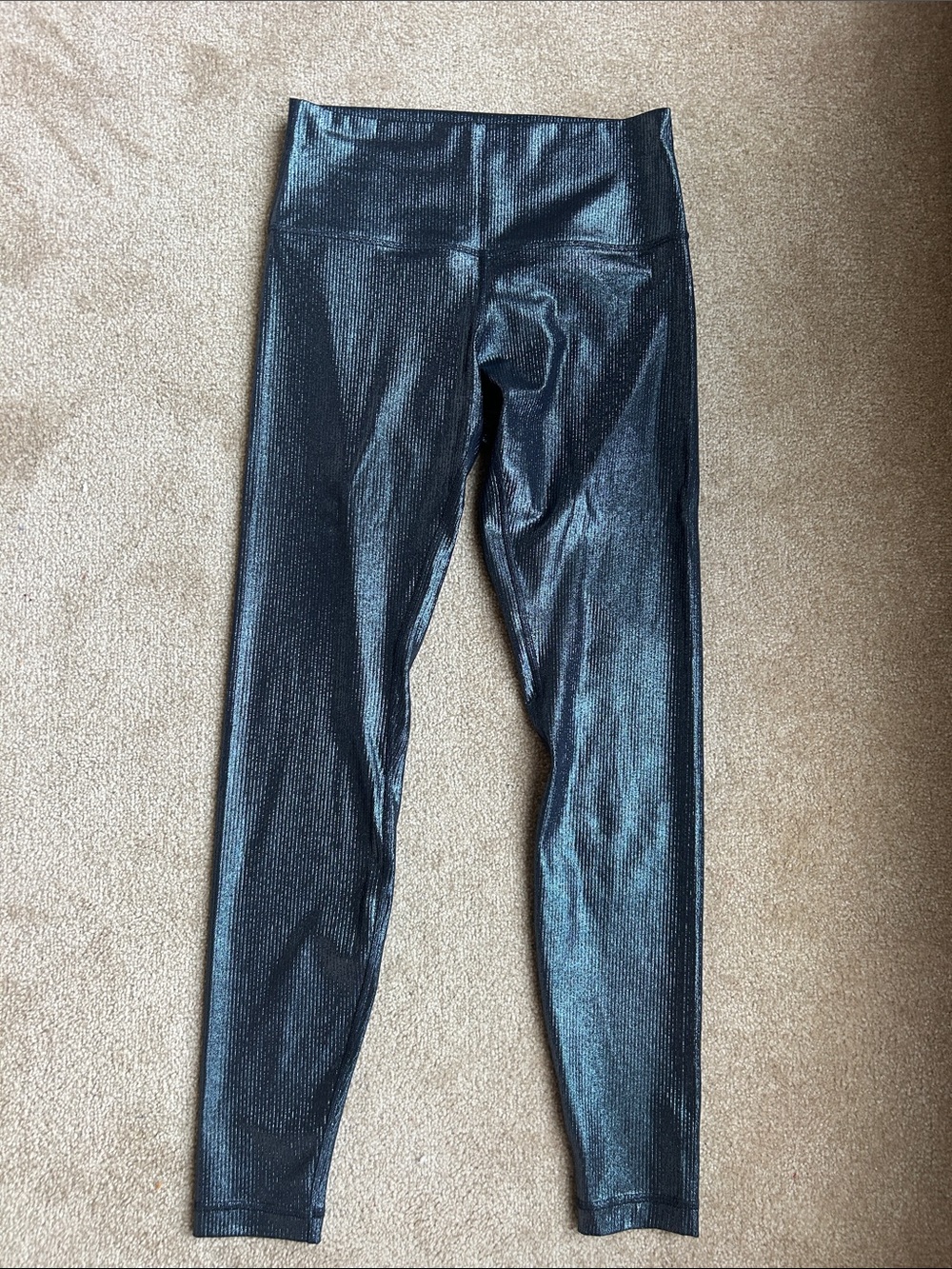 lululemon athletica Metallic Dark Blue High-Rise Leggings size 8
